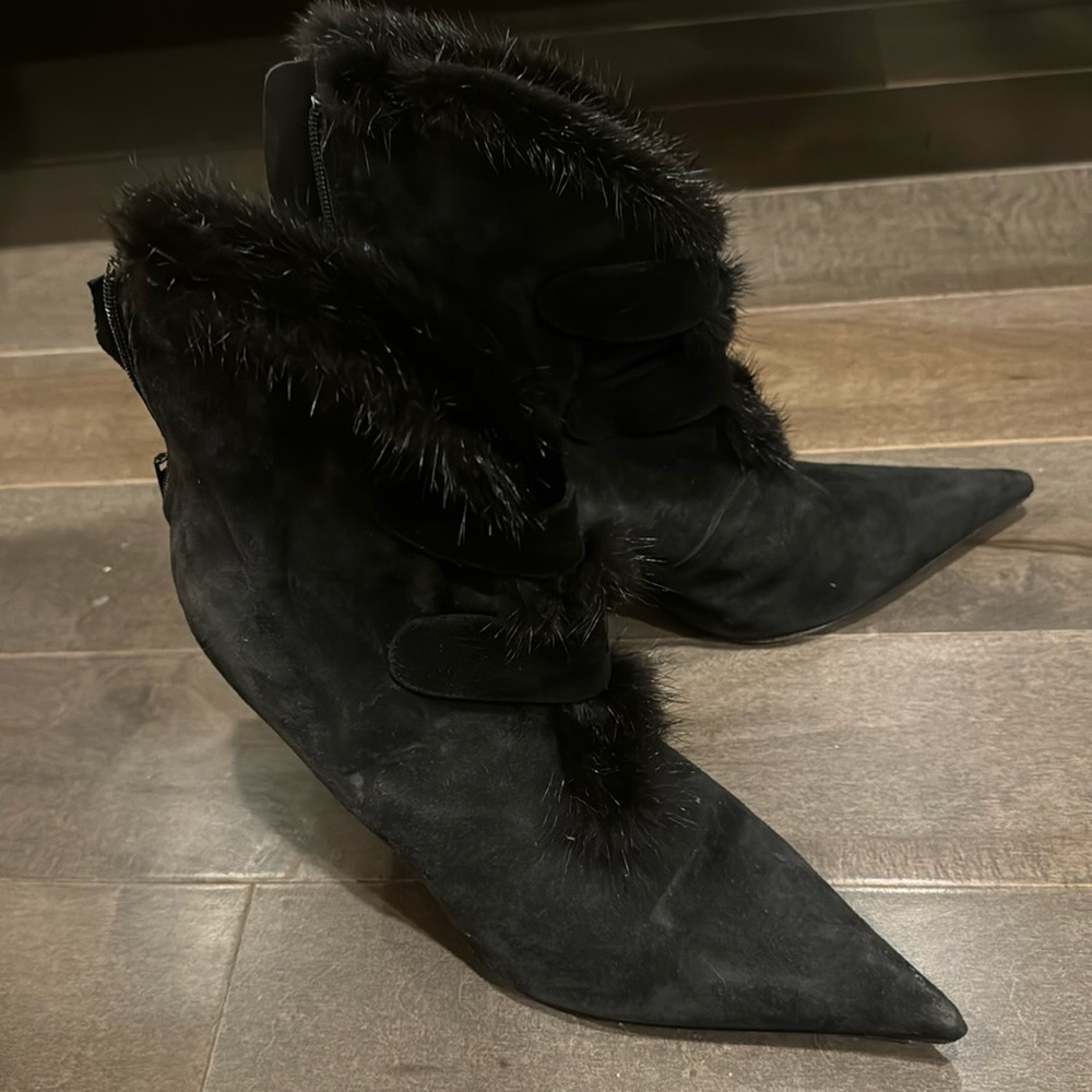 Teatro Suede Black Booties size 8 wore once.